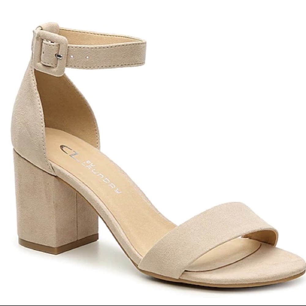Suede taupe block heel sandal
